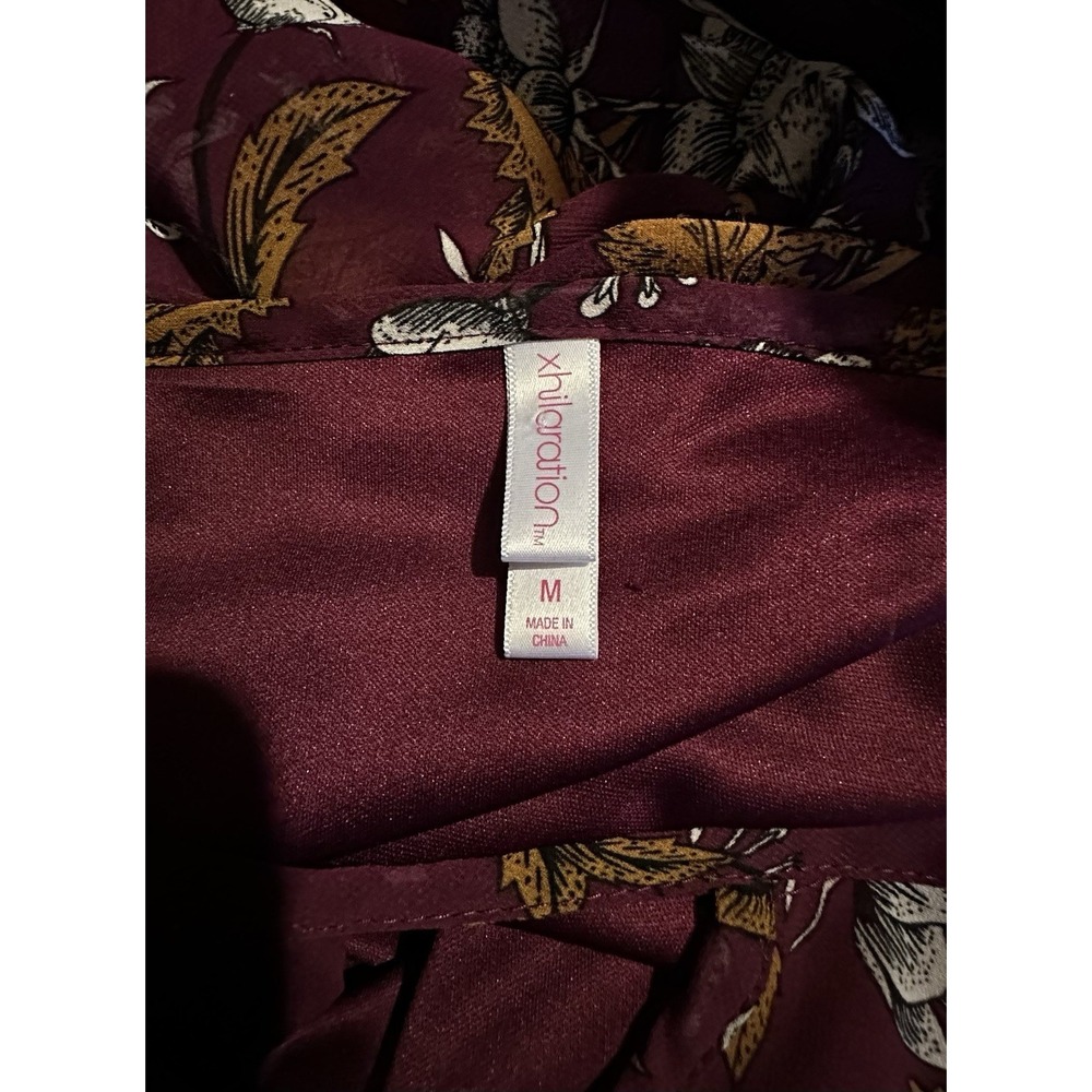 Xhilaration Boho Women's Sz M Burgundy Floral Print Keyhole Front Slipover Dress - Picture 6 of 6